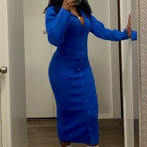 Long Sleeve Blue Dress